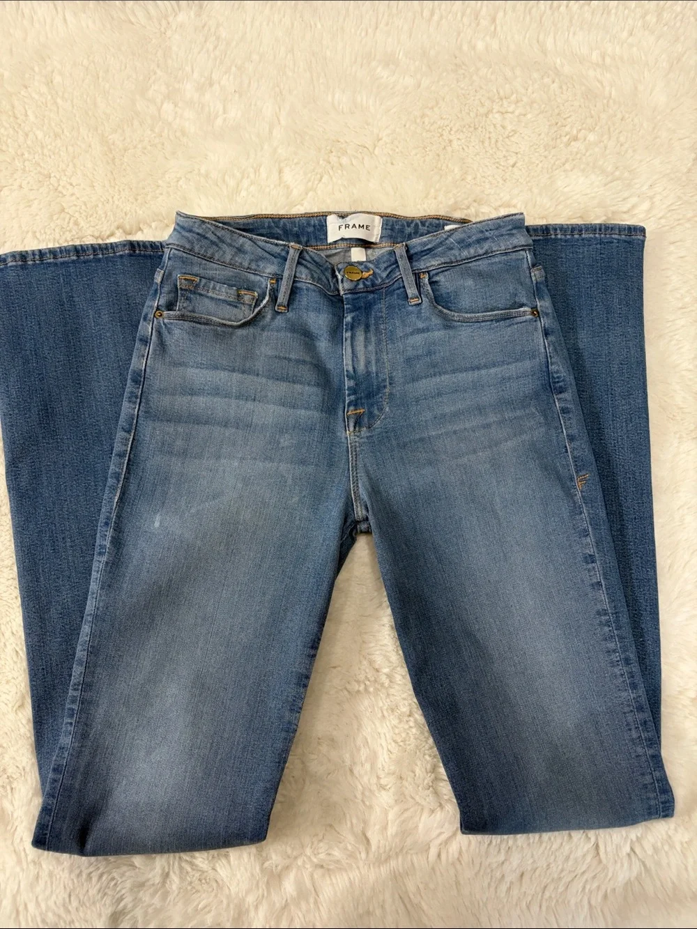 Frame Denim Light Blue Le Mini Boot,Size 27.